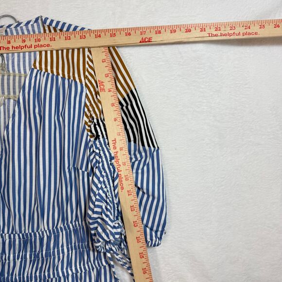 Loft MP Striped Tied Puff Sleeve Midi Dress Beach Nautical Spring Casual Party - Picture 9 of 13